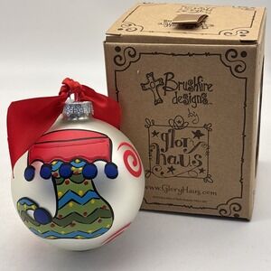 Glass Ornament Christmas Stocking Design Glory Haus Brushfire Designs NIB